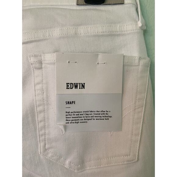 Edwin Women’s 25 Optic White Bree Crop Slim Straight Premium Jeans 25x26 - Picture 4 of 6